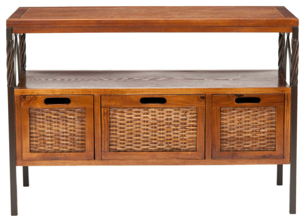 Steven 3 Drawer Console Antique Pewter/Dark Walnut   Mediterranean   Console Tables   by V.S.D Furniture  Houzz