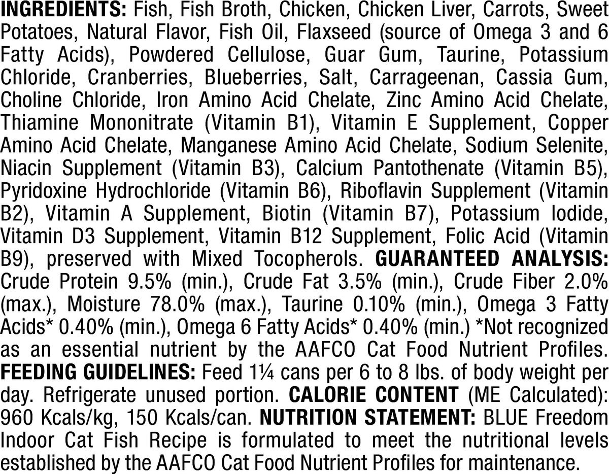 Blue Buffalo Freedom Indoor Adult Fish Recipe Grain-Free Canned Cat Food