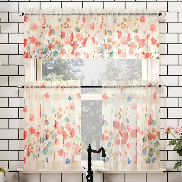 Rosalind Watercolor Floral Window Valance Poppy Red No 918