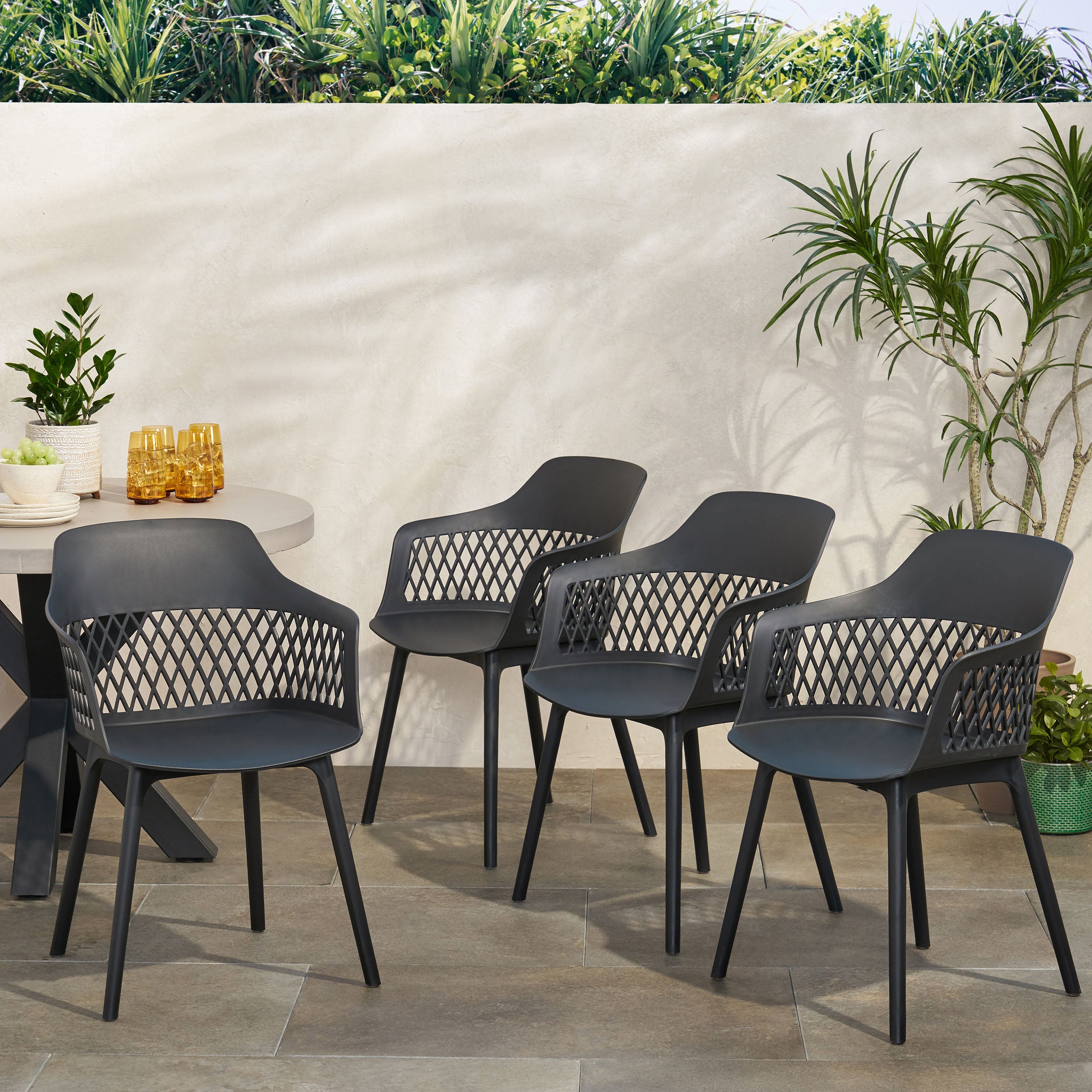 Airyanna Outdoor Modern Dining Chair (Set of 4)