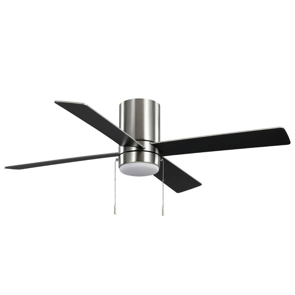 Hampton Bay Scenic 52 in. Integrated LED Indoor Brushed Nickel Hugger Ceiling Fan with Reversible Motor  Reversible Blades Included 92302