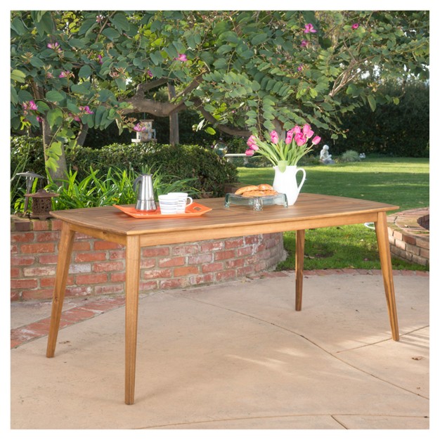 Sunqueen Rectangle Acacia Wood Dining Table Teak Finish Christopher Knight Home