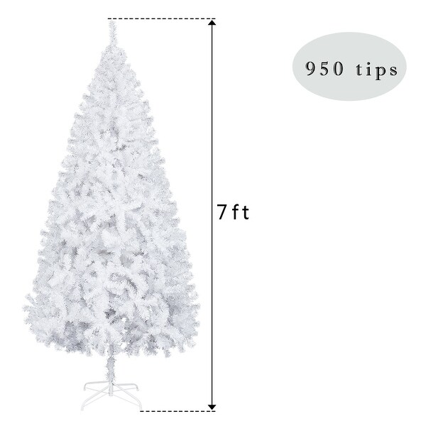 7FT Artificial White Christmas Tree with 950 Branches and Stand