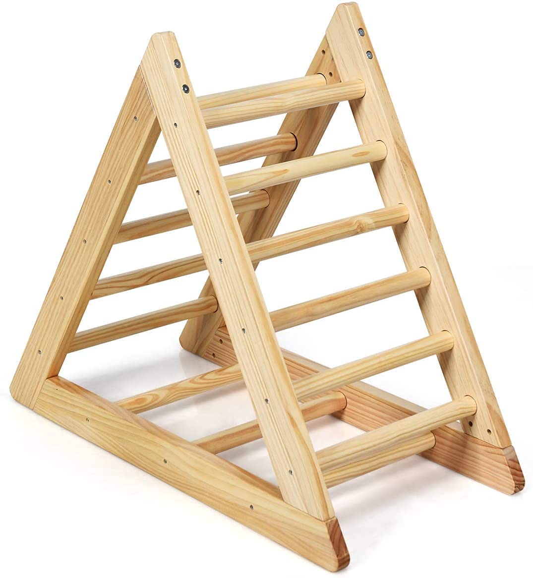 Costzon Kids Climbing Triangle Ladder, Wooden Triangle Climber with Climbing Ladder for Toddlers