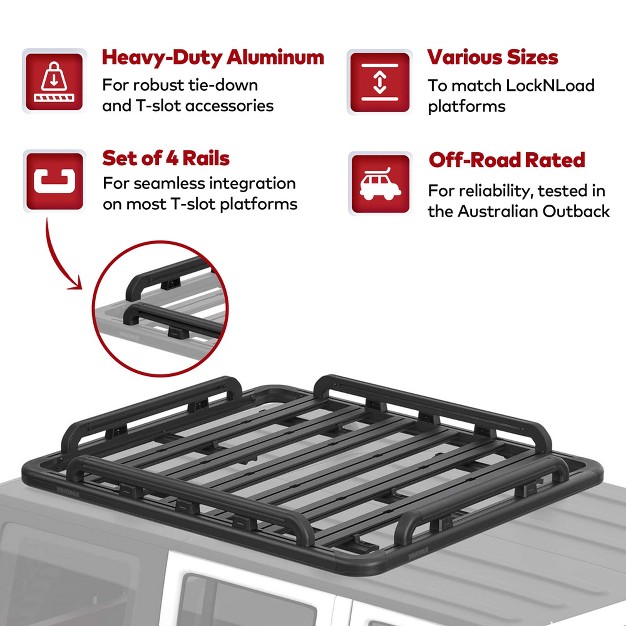 Yakima 55 By 49 Inch Aluminum Locknload Perimeter Raised Rail Kit For Roof Rack Fits Most T Slot Equipped Platforms Black 4 Rails