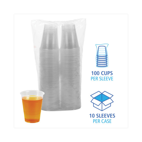 Boardwalk Translucent Plastic Cold Cups， 10 oz， Polypropylene， 100 Cups/Sleeve， 10 Sleeves/Carton (TRANSCUP10CT)