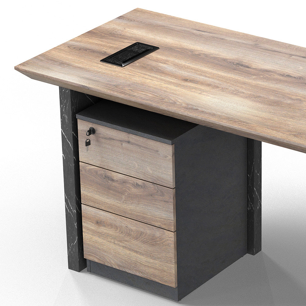 LOGAN Executive Desk Reversible 180cm - Warm Oak & Black