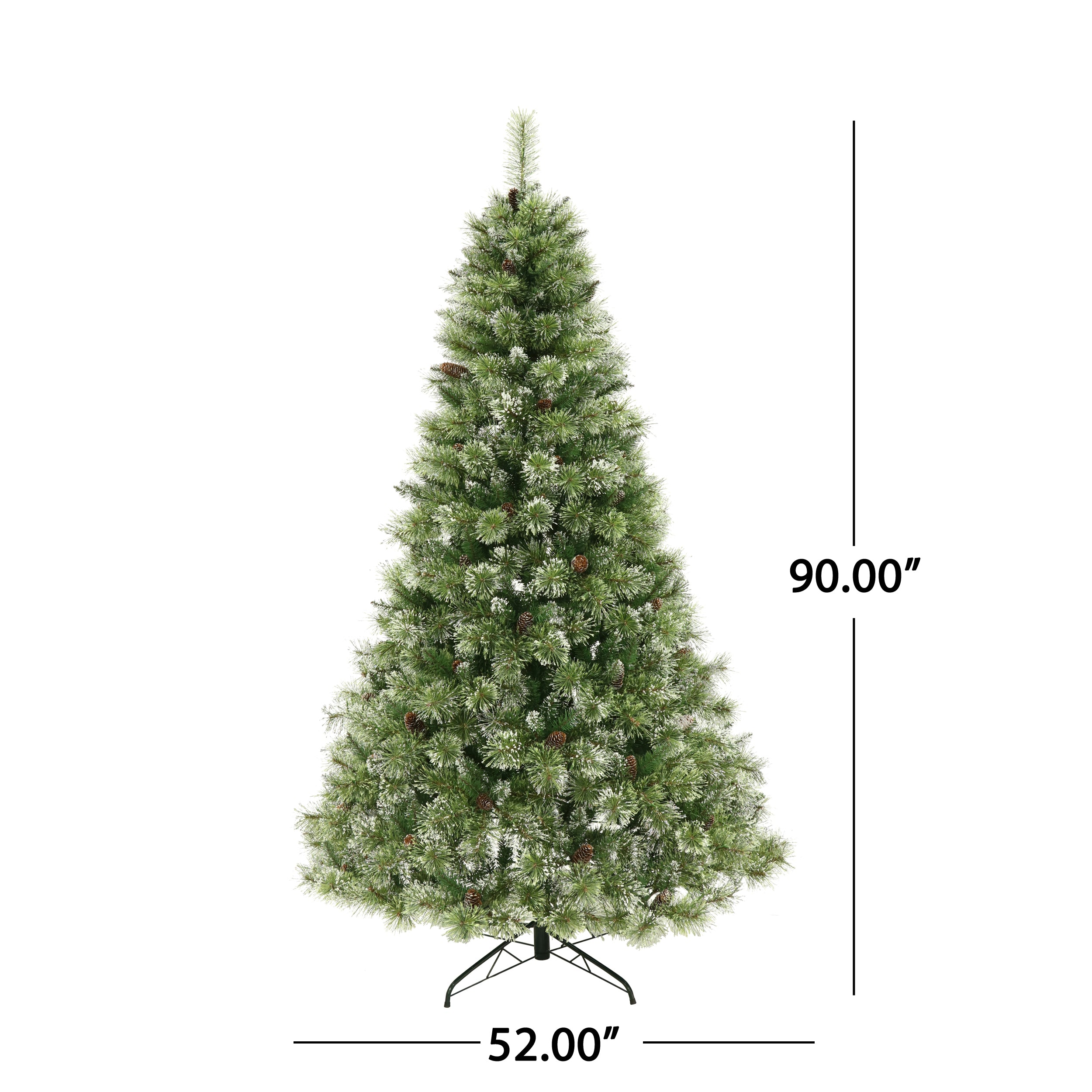 7.5-foot Cashmere Pine and Mixed Needles Pre-Lit Clear LED Hinged Artificial Christmas Tree with Snow and Glitter Branches and Frosted Pinecones