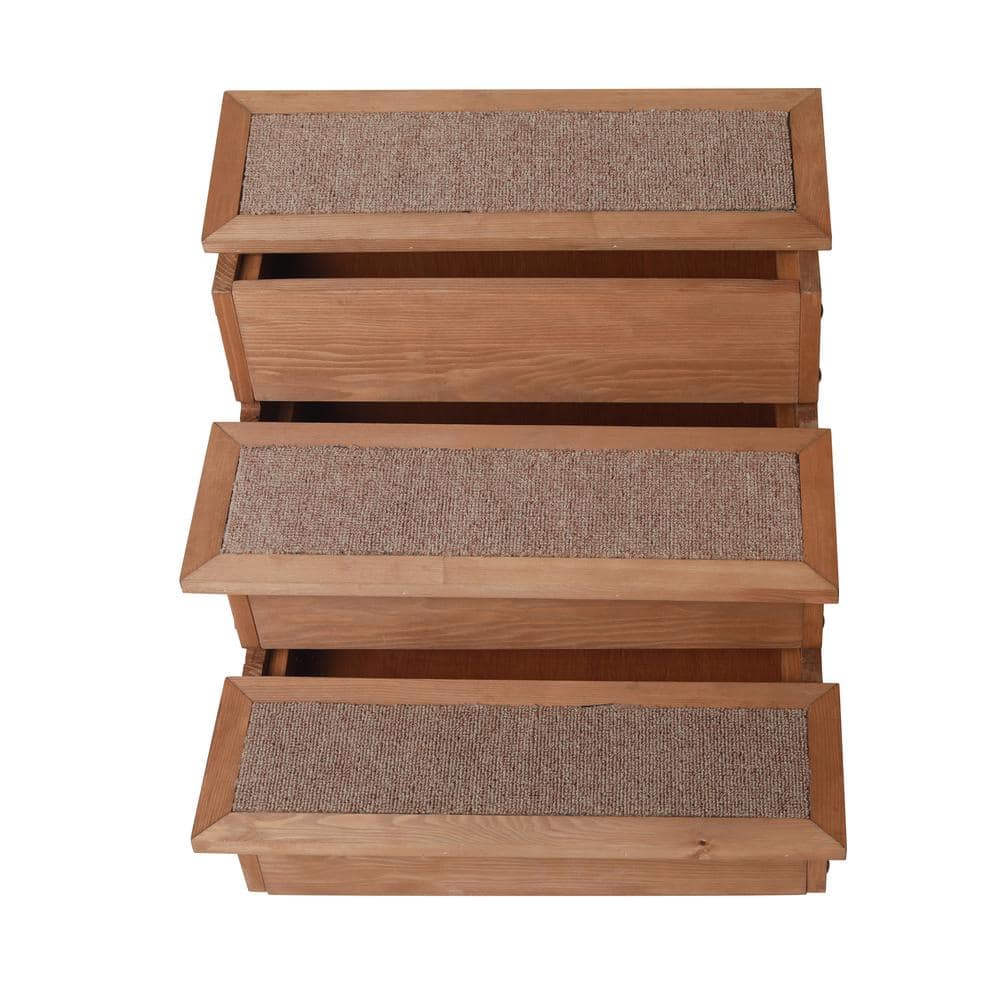 zoovilla Canadian Hemlock Wooden Pet Stairs with Storage PTR0082212010