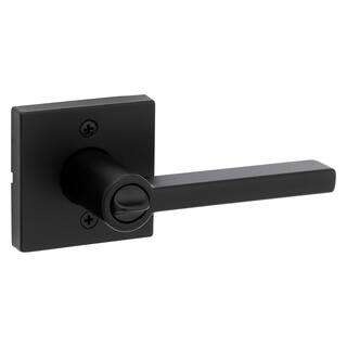 Kwikset Halifax Square Matte Black Keyed Entry Door Handle Featuring SmartKey Security 740HFLSQ514SCP4