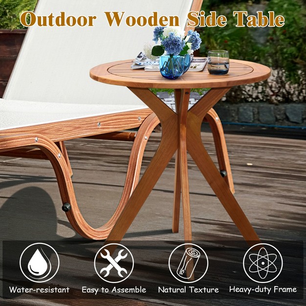 Costway 27 x27 x27 Outdoor Round Table Solid Wood Coffee Side Bistro Table