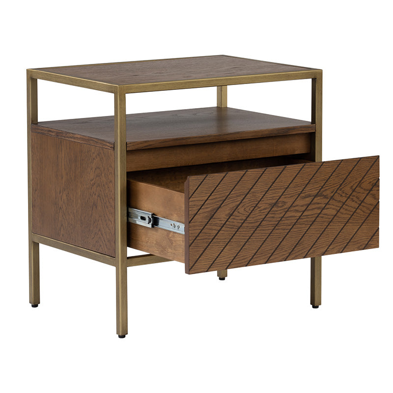 WILLINGHAM Bedside Table - Brass & Wood