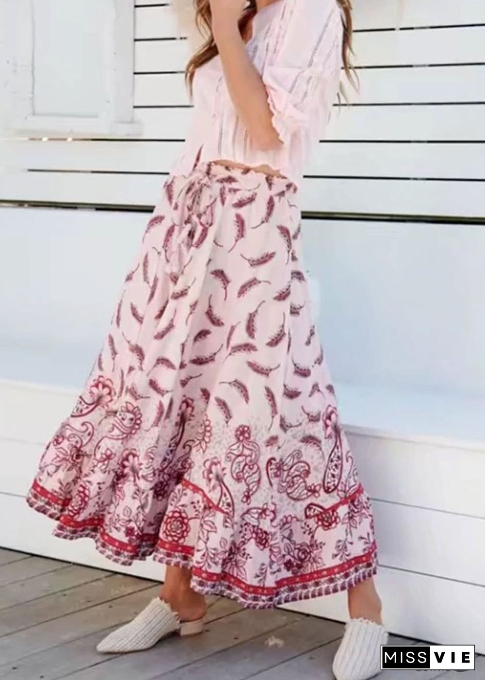 Boho Skirts in Feather in Pink For Women