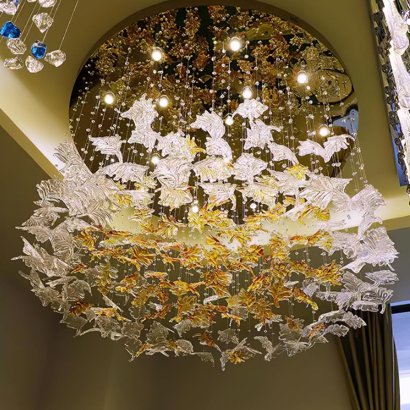 Multicolor Crystal Maple Leaf Chandelier