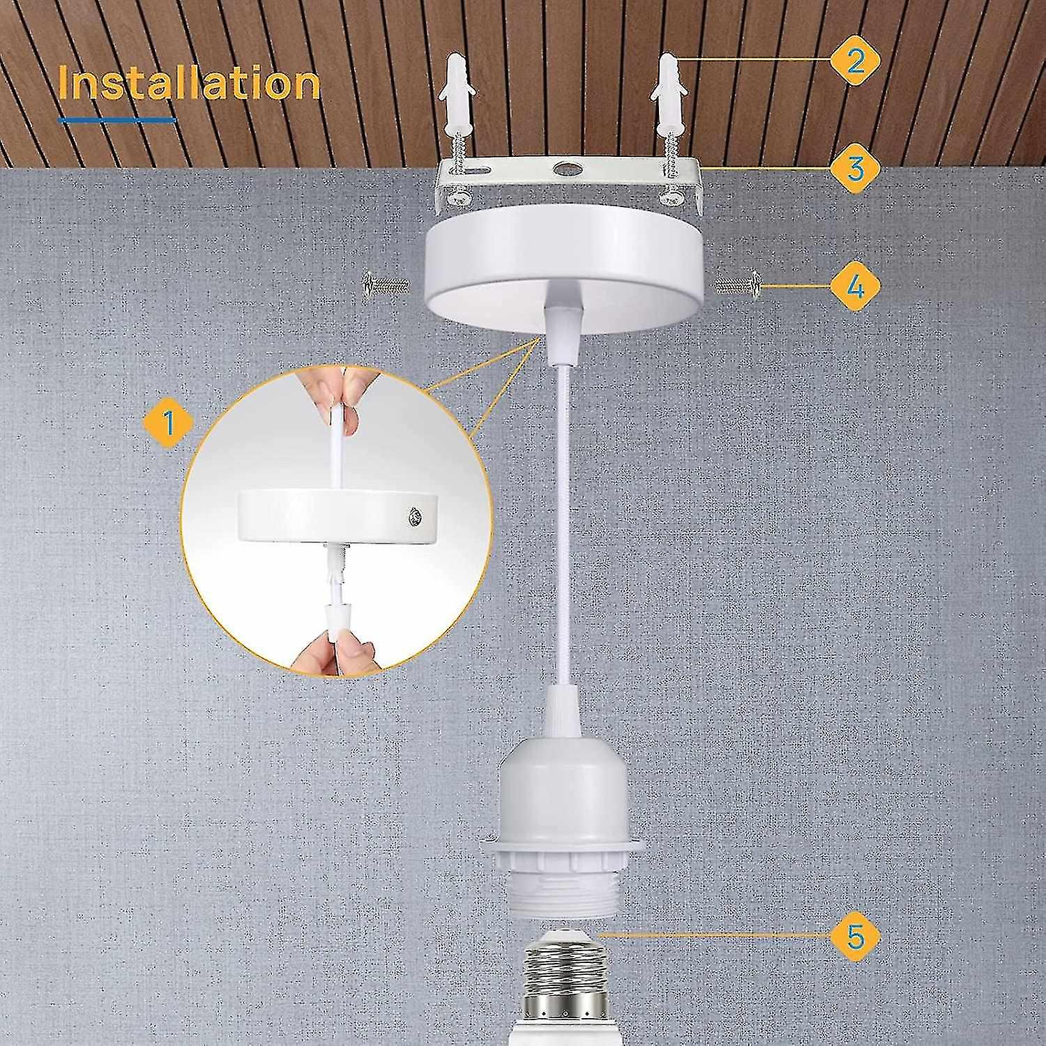 Suspension Lamp With Screw Ring， Adjustable Cable 100cm， Shade-compatible Suspension， Socket For Kit