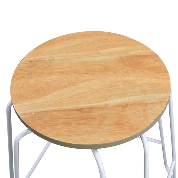 Haim Wood and Metal Round Counter Stool Set