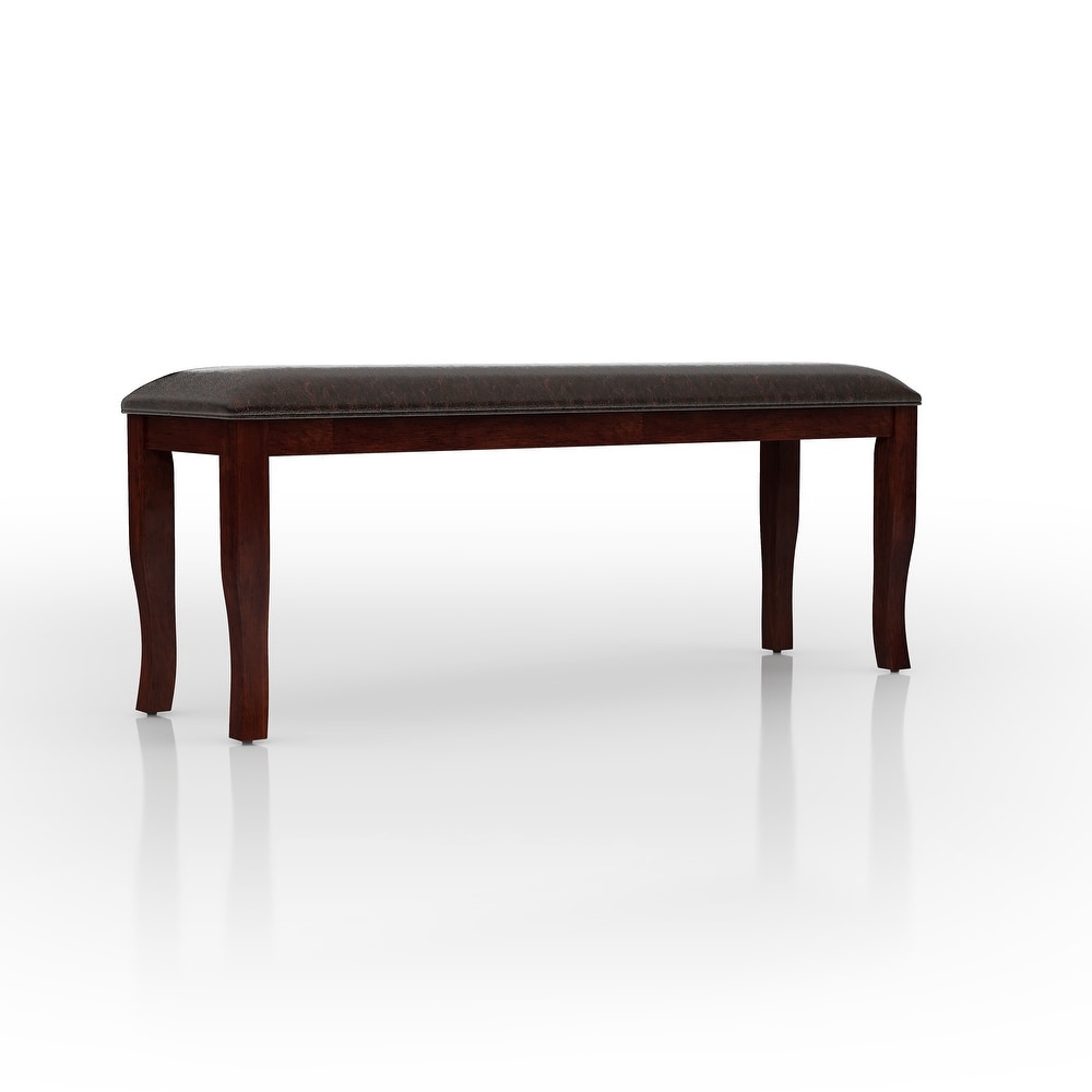 Zita Contemporary Dark Cherry Faux Leather Padded Seat Bench by Furniture of America