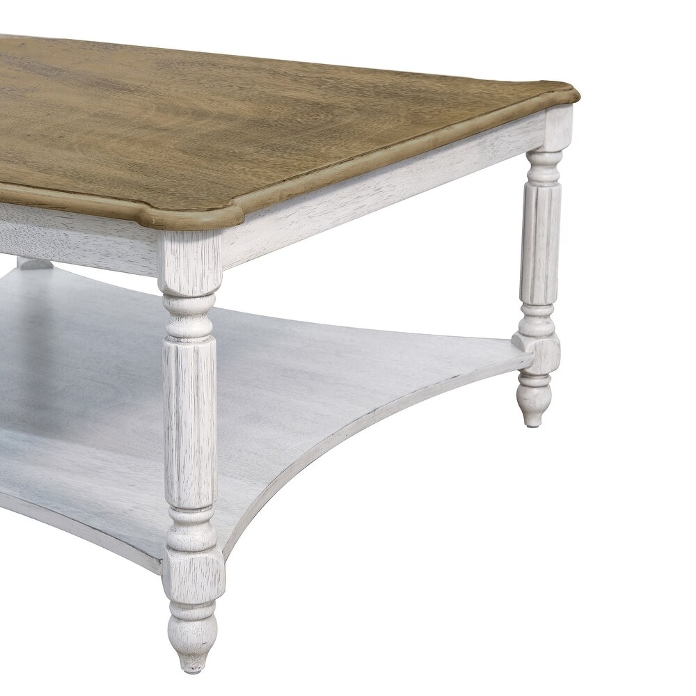 GALANO Marcello 33.1 in. Square Solid Wood Top Coffee Table