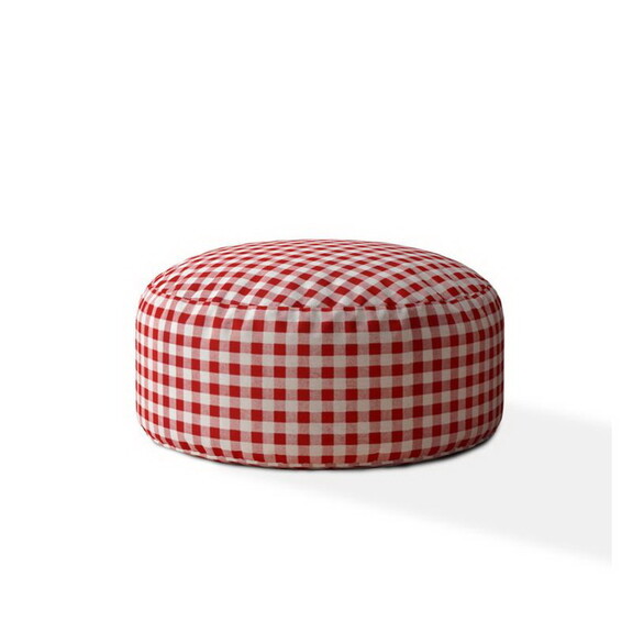 Indoor PLAIDO Bright Red Round Zipper Pouf   Stuff...