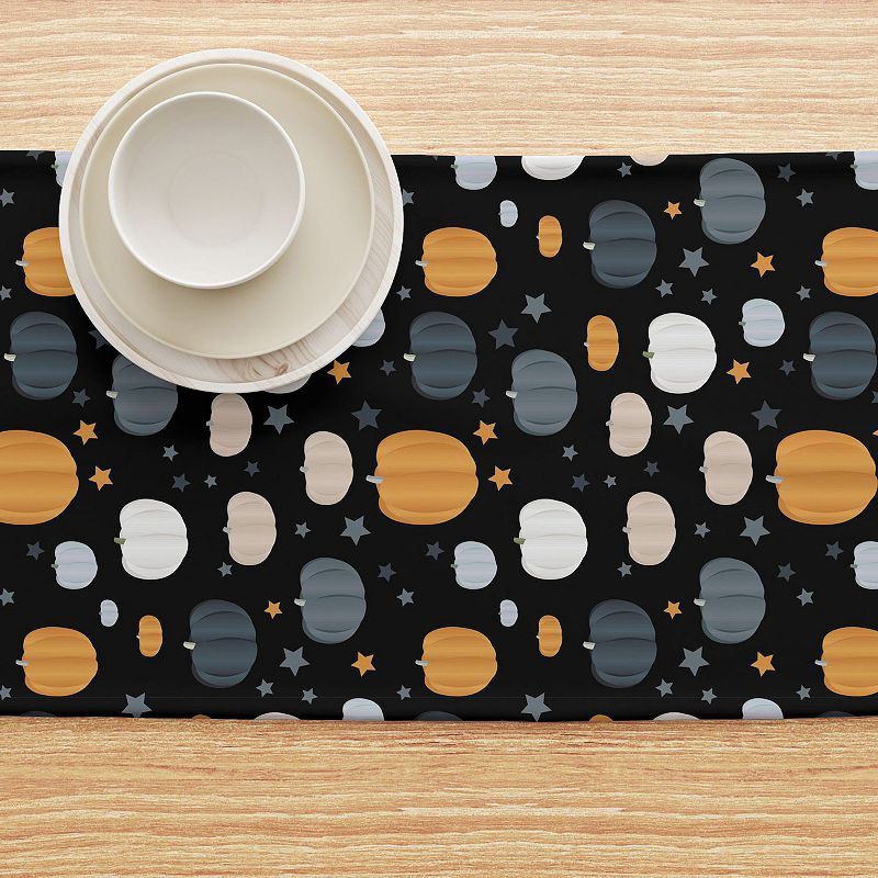 Table Runner， 100% Cotton， 16x108， Halloween Pumpkin and Stars