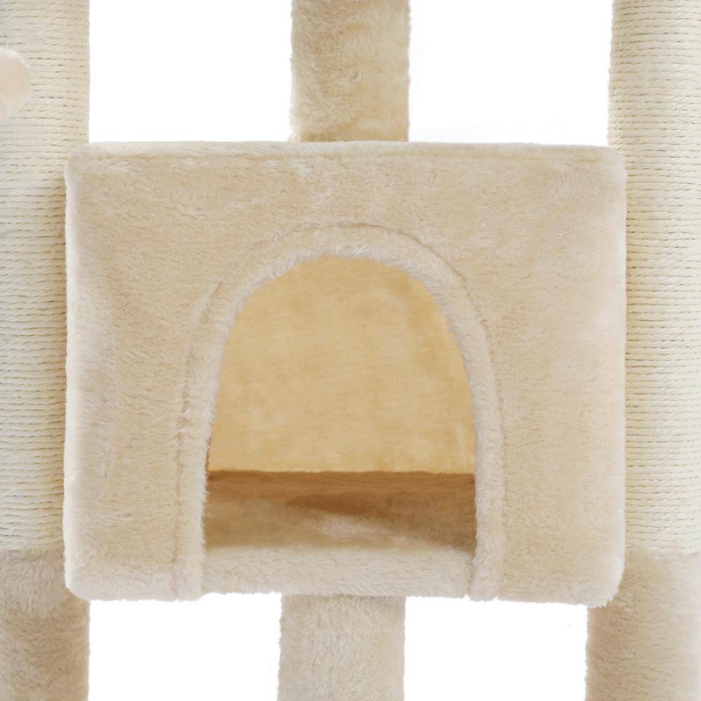 Foobrues 28.40 in. H Cat Scratching Posts and Trees with Condos and Spacious Perch in Beige LNN-P23168298