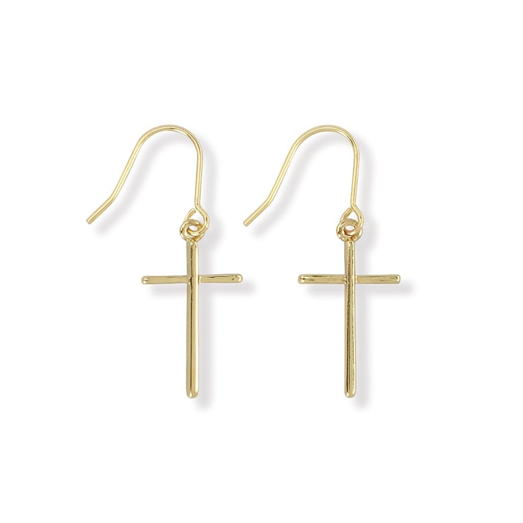 Periwinkle by Barlow  Classic Gold Cross Earrings