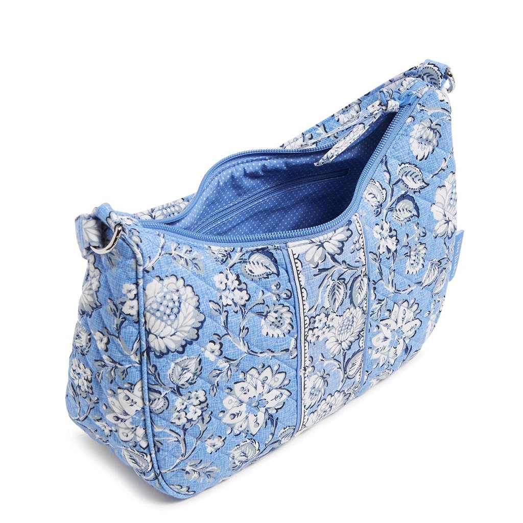 Vera Bradley  Frannie Crescent Crossbody Bag in Sweet Garden Blue