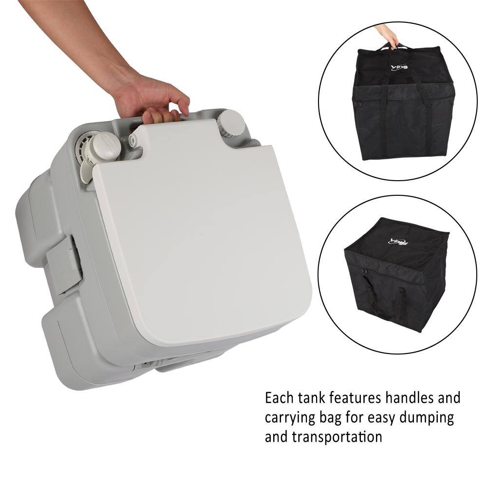 VINGLI Portable 5.3 Gal. Flushing Camping Toilet with Carrying Bag Splash-Free Dumping HD-G89000077