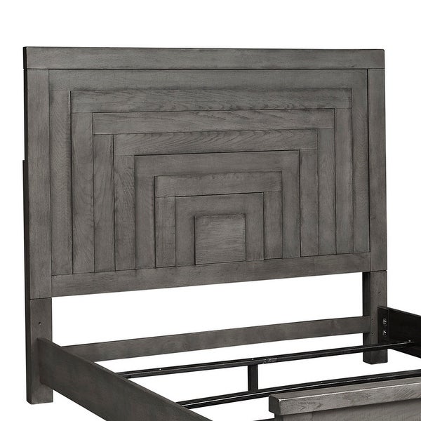 Modern Farmhouse Dusty Charcoal Distressed Queen Panel Headboard - - 28069584