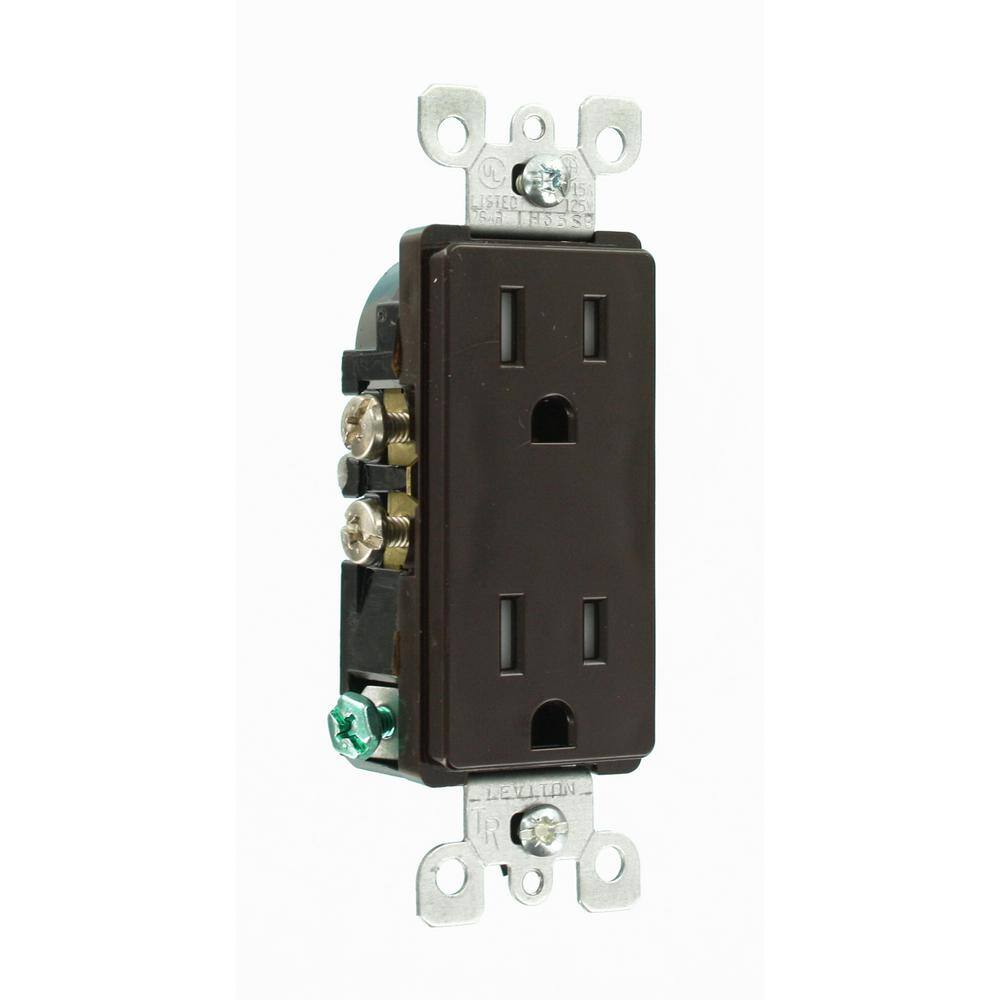 Leviton Decora 15 Amp Tamper Resistant Duplex Outlet Brown R50-T5325-0D0