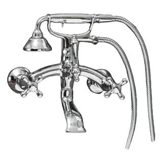 PELHAM  WHITE Vintage Style 3-Handle Wall Mount Claw Foot Tub Faucet with Cross Handles and Handshower in Chrome PW82517-C-PC