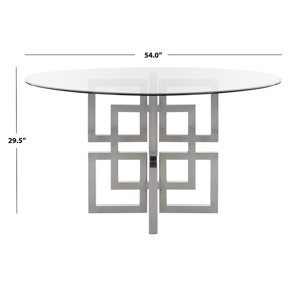 SAFAVIEH Couture Harlan 54 inch Glass Top Round Dining Table   54 in. W x 54 in. L x 40 in. H