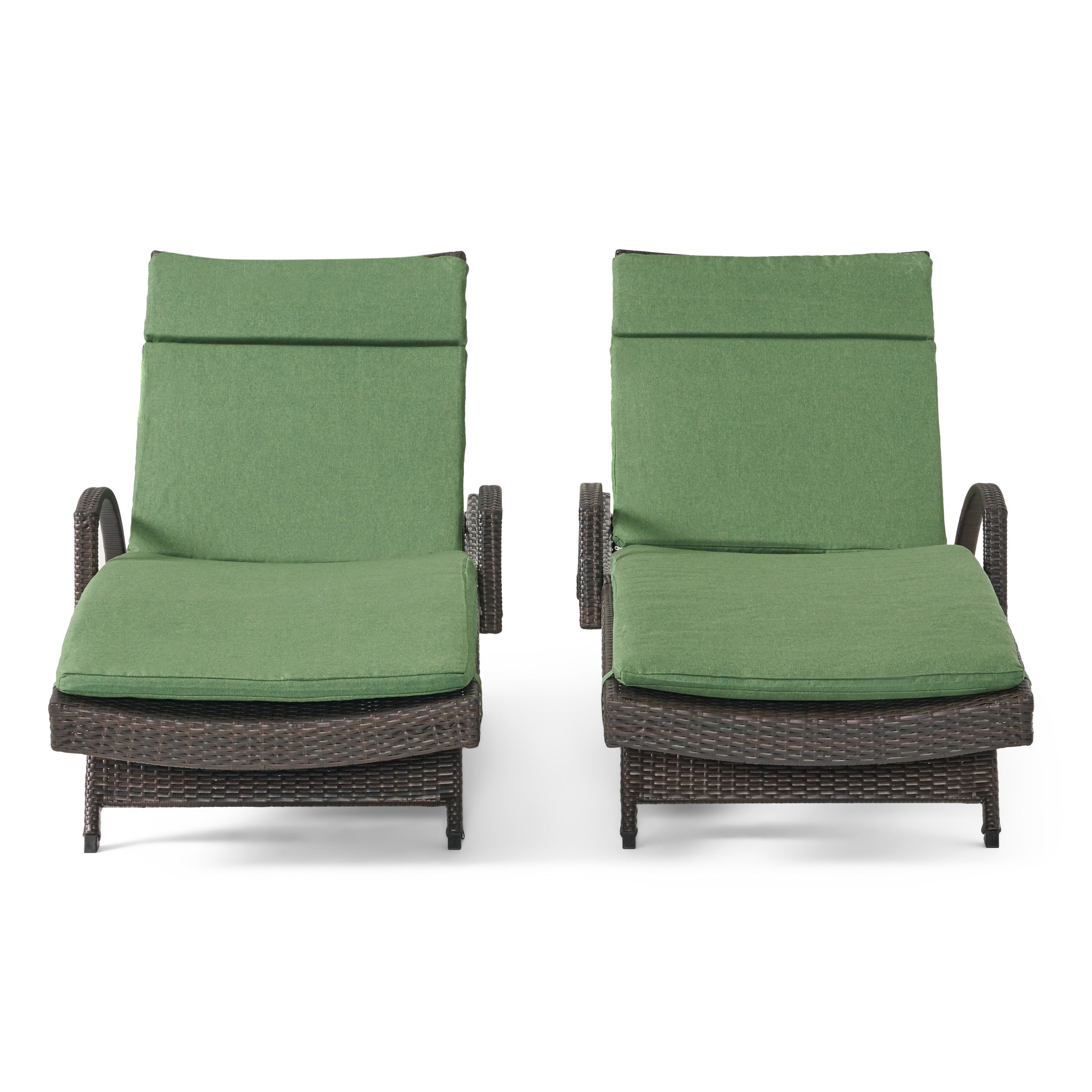 Lakeport Outdoor Wicker Armed Chaise Lounge Chairs w/ Cushions (set of 2)