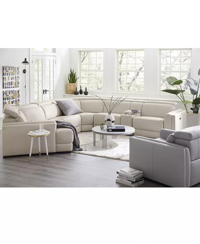 Furniture Jenneth 5-Pc. Leather Sofa with 1 Power Motion Recliner and Cuddler