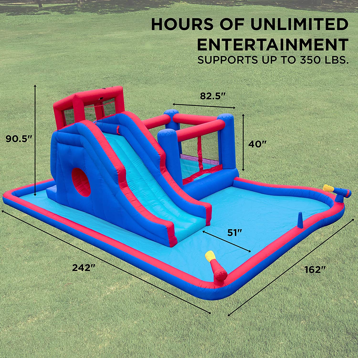 Sunny & Fun Inflatable Water Slide, Blow up Pool & Bounce House for Backyard