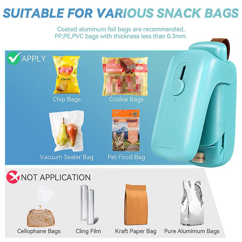 Bag Sealer Handheld Heat Vacuum Sealer Portable Bag Resealer Machine for Plastic Bags Food Storage Snacks Freshness