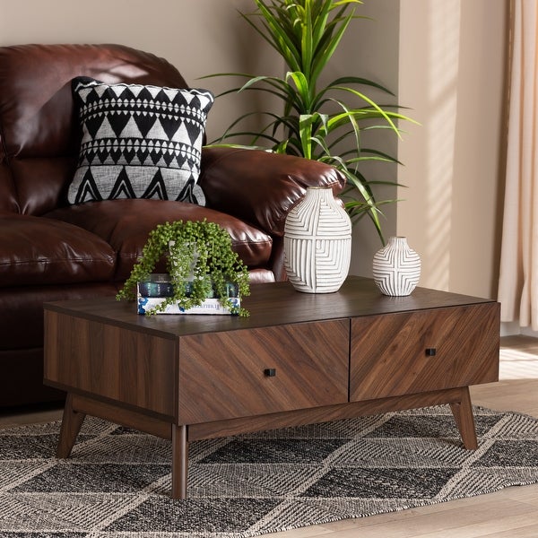 Hartman Mid-Century Modern Walnut Brown Finished Wood Coffee Table