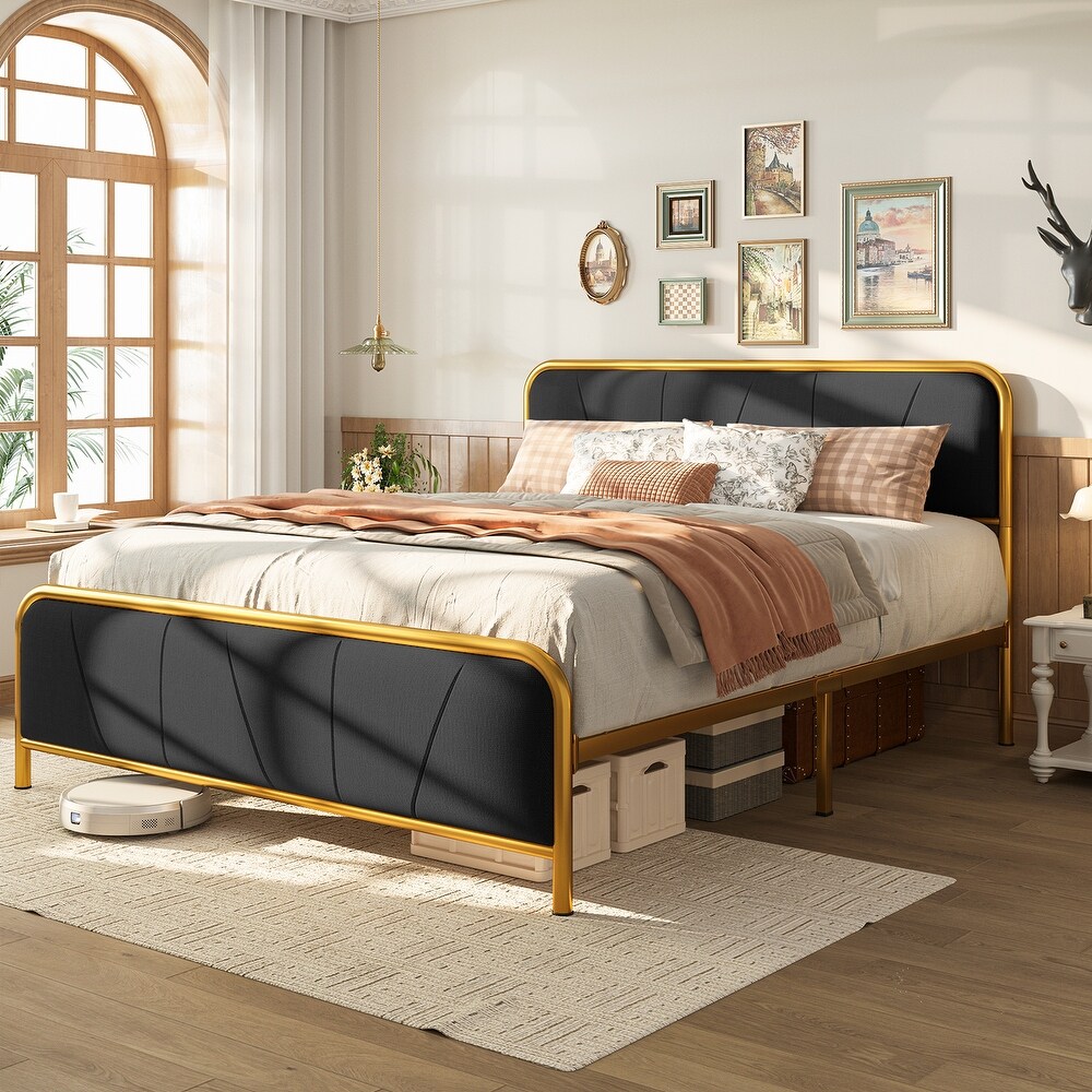 Platform Bed Frame Full/ Queen Size with Headboard