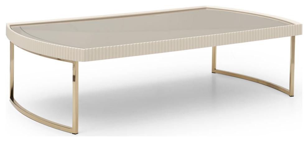 Lisbon Cocktail Table  Silken Matte Cream   Contemporary   Coffee Tables   by Michael Amini  Houzz