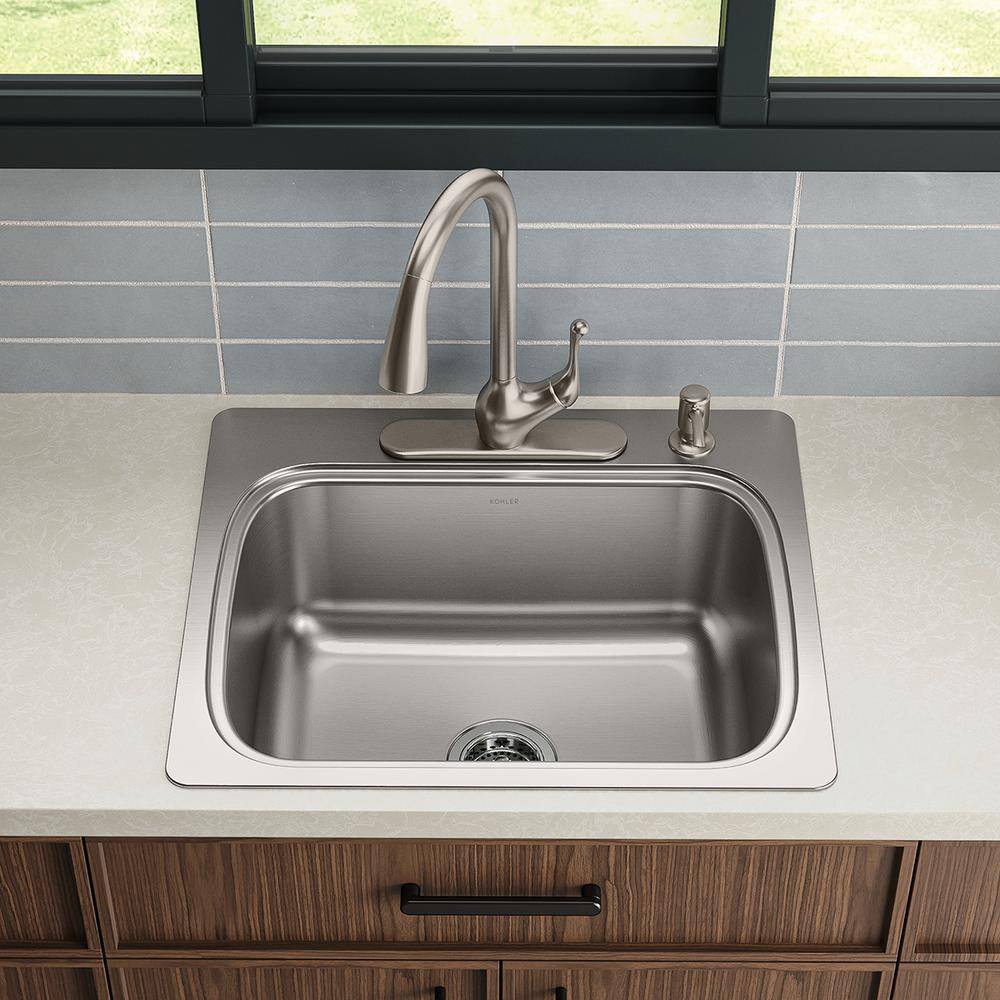 KOHLER Verse Stainless Steel 25 in. Single Bowl Drop-In Kitchen Sink K-RH28896-4-NA