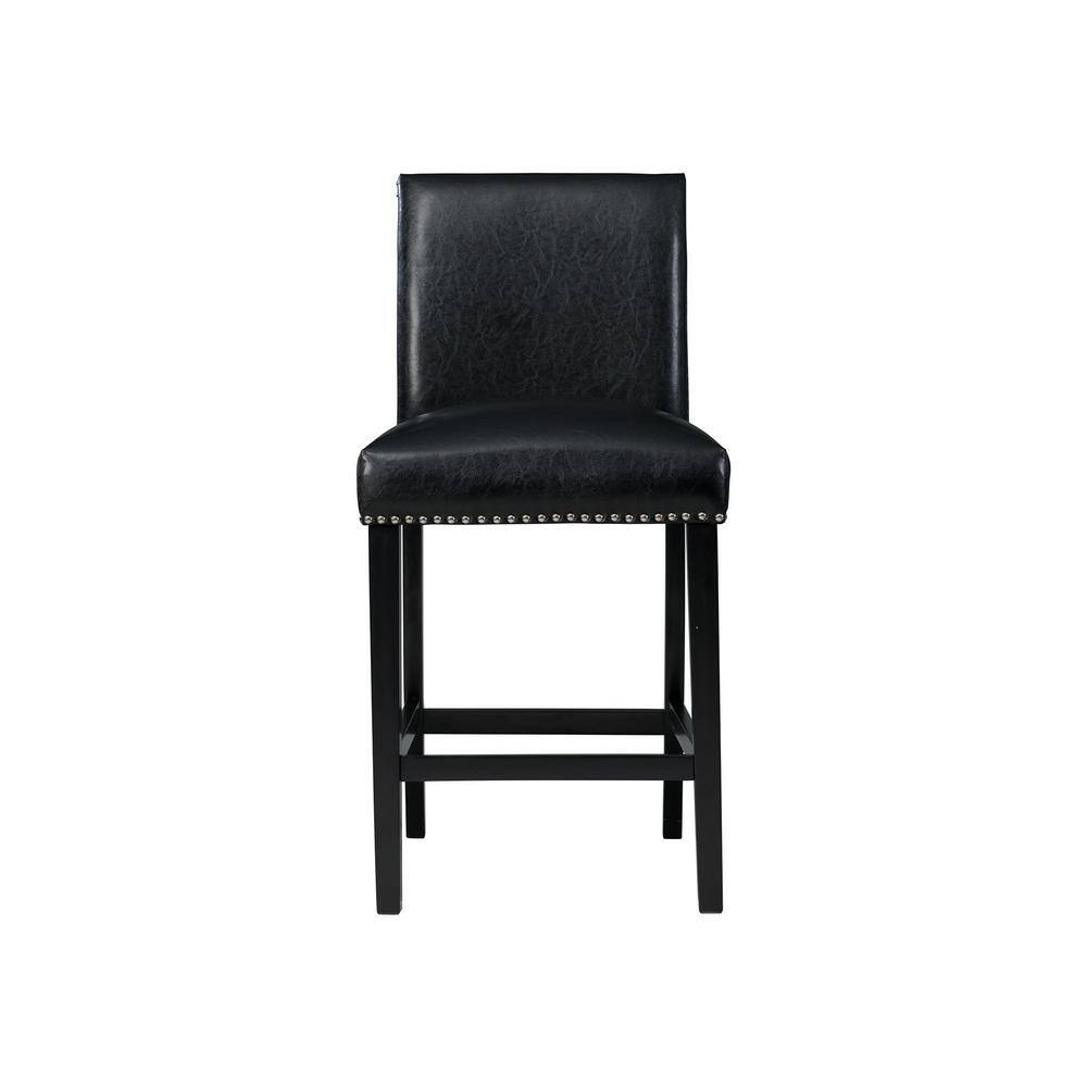 Picket House Furnishings Pia Faux Leather Counter Height Side Chair Set in Black DMI100CSC