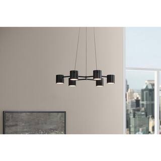 Hampton Bay Turrill 35-Watt 6-Light Matte Black Integrated LED Candle-Style Chandelier HD7991A