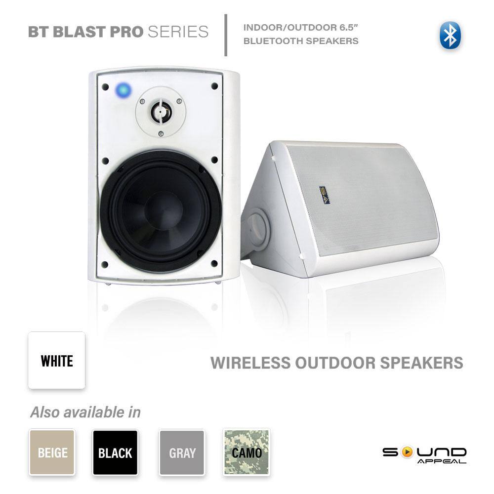 Sound Appeal Bluetooth 6.50 in. IndoorOutdoor Weatherproof Patio Speakers Wireless Outdoor Speakers White SA-BLAST6-W