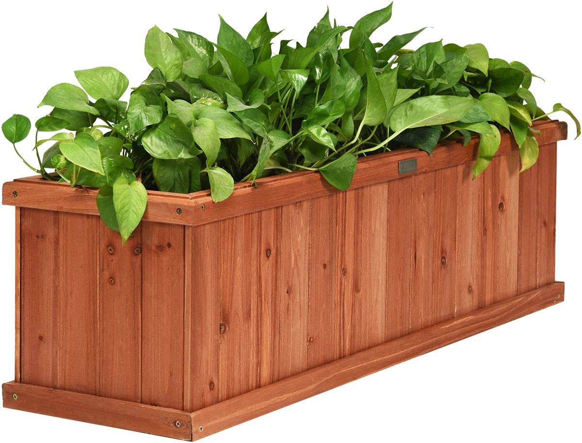 Raised Garden Bed Flower or Vegetable Planter Window Mounted Plant Box for Garden, Yard Wood Box for Planting (40" LX12 WX12 H)