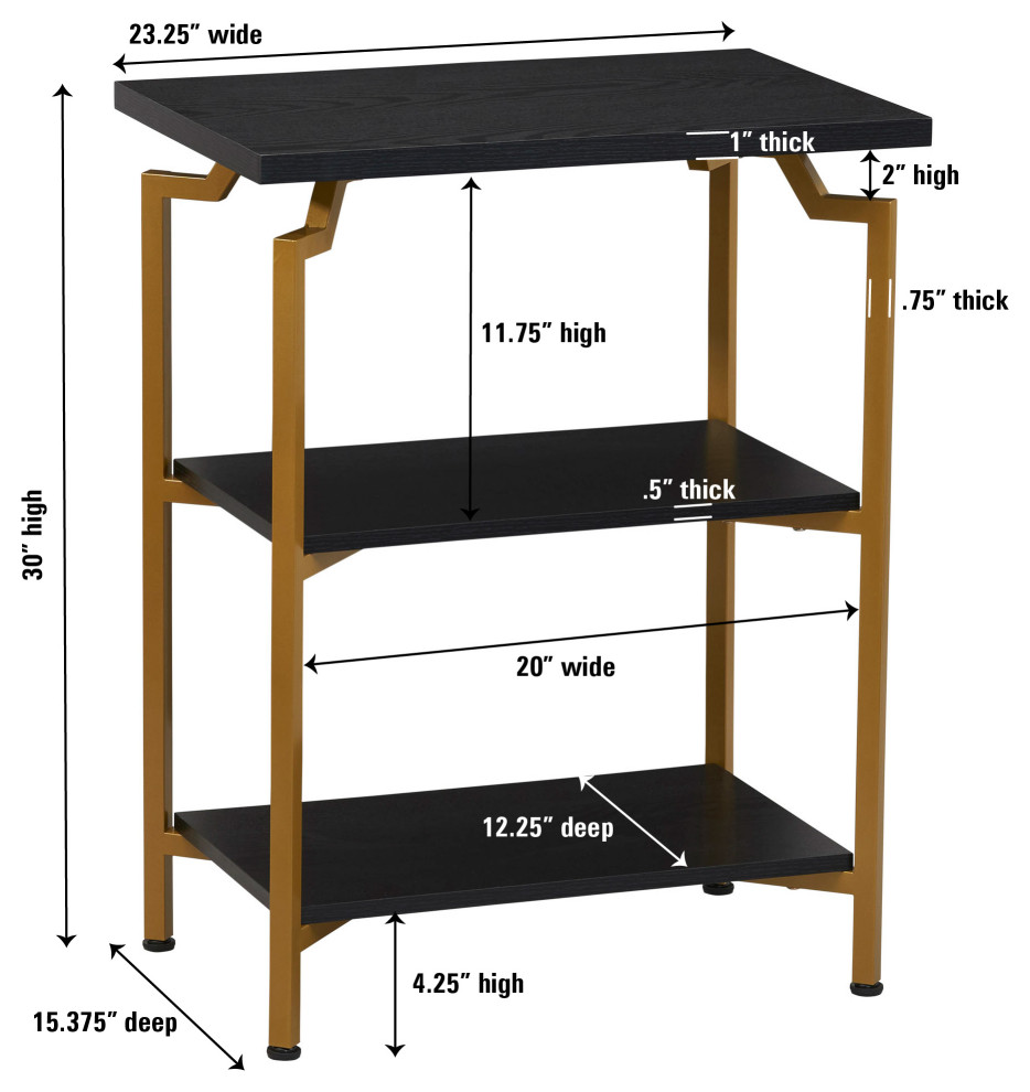 Crown Narrow 3 Shelf Open Storage Bookshelf Rustic Hickory  Black Metal   Contemporary   Bookcases   by Household Essentials  Houzz