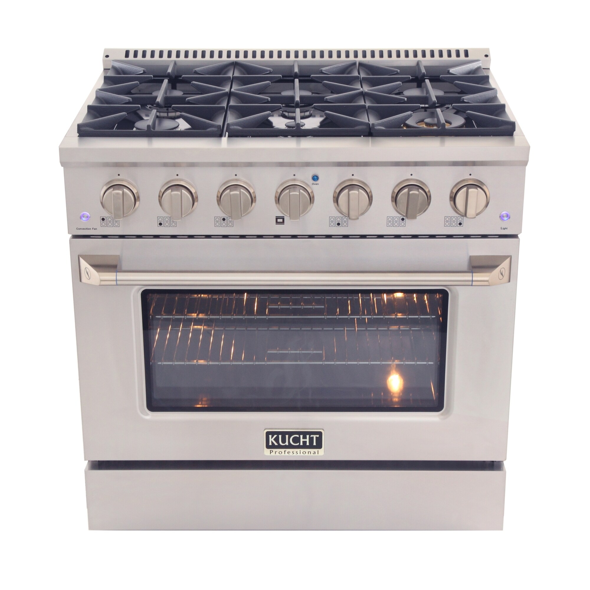 36 in. 5.2 cu. ft. Dual Fuel Range for Natural Gas with Sealed Burners and Convection Oven in Stainless Steel