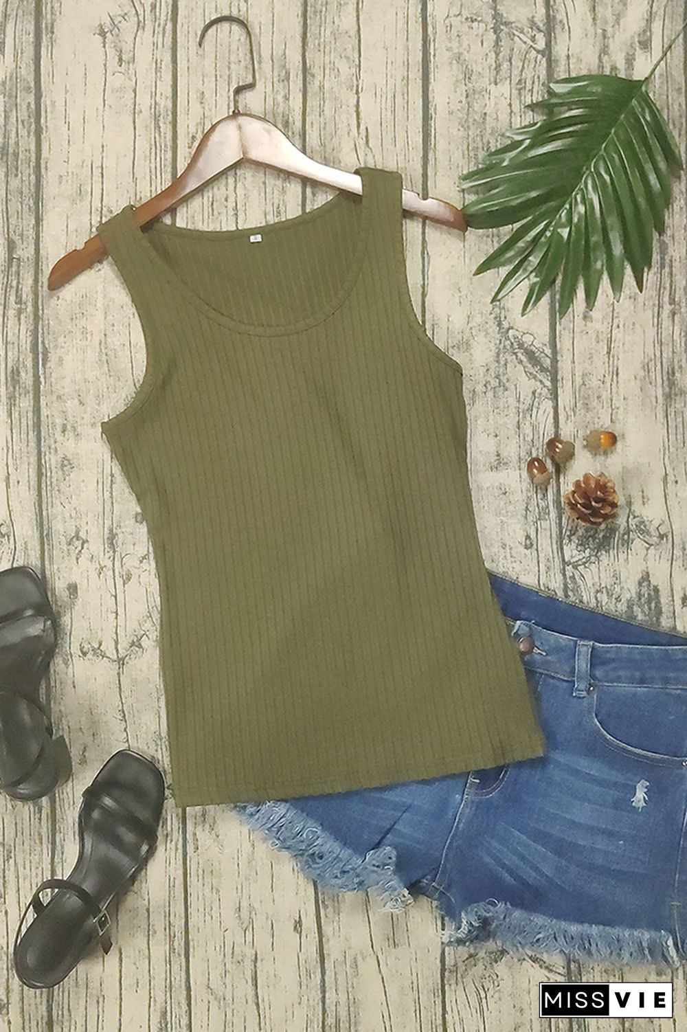 Army Green Knit Tank Top