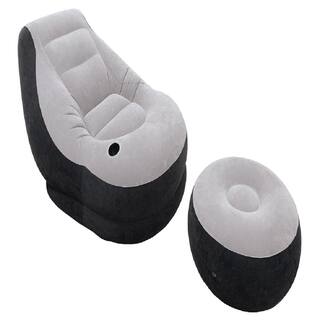 Intex Twin Size Inflatable Chair with Ottoman in Black and Grey 68564EP