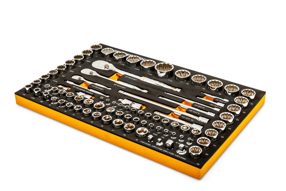 GEARWRENCH SAE/Metric Mechanics Tool Set with EVA Foam Tray 1/4 3/8 1/2 90T 83pc