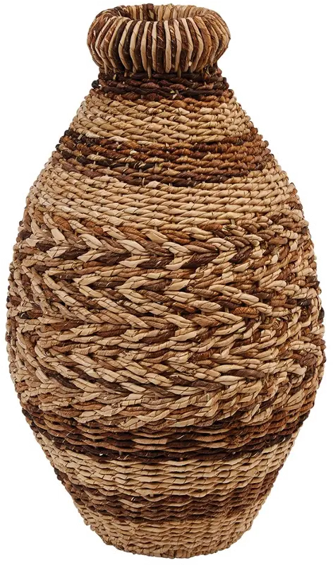 21 Inch Hand Woven Abaca and Sea Grass Floor Vase